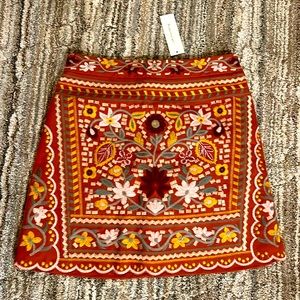 Blue Rain Rust Embroidered Skirt